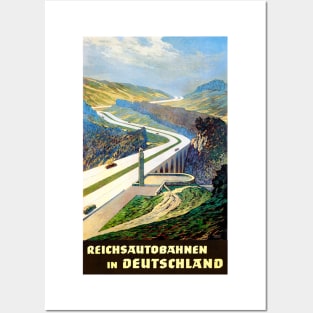 Vintage Travel Poster Germany Reichsautobahnen in Deutschland Posters and Art